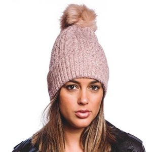 Fine Heather Cable Knit Fuzzy Lined Beanie Hat